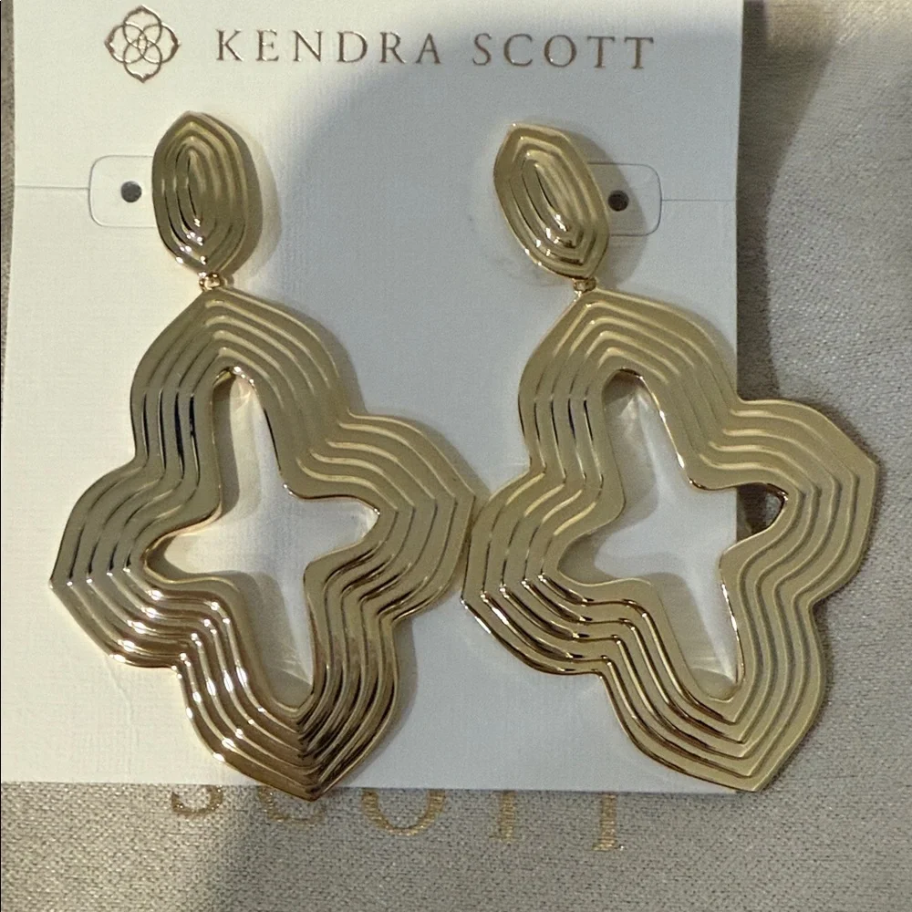 Kendra Scott Gold Geometric Earrings - Picture 2 of 3